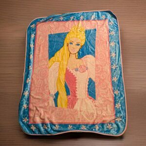 Barbie As Rapunzel Plush Soft Throw Blanket Vintage Y2K HTF Rare Princess Girly